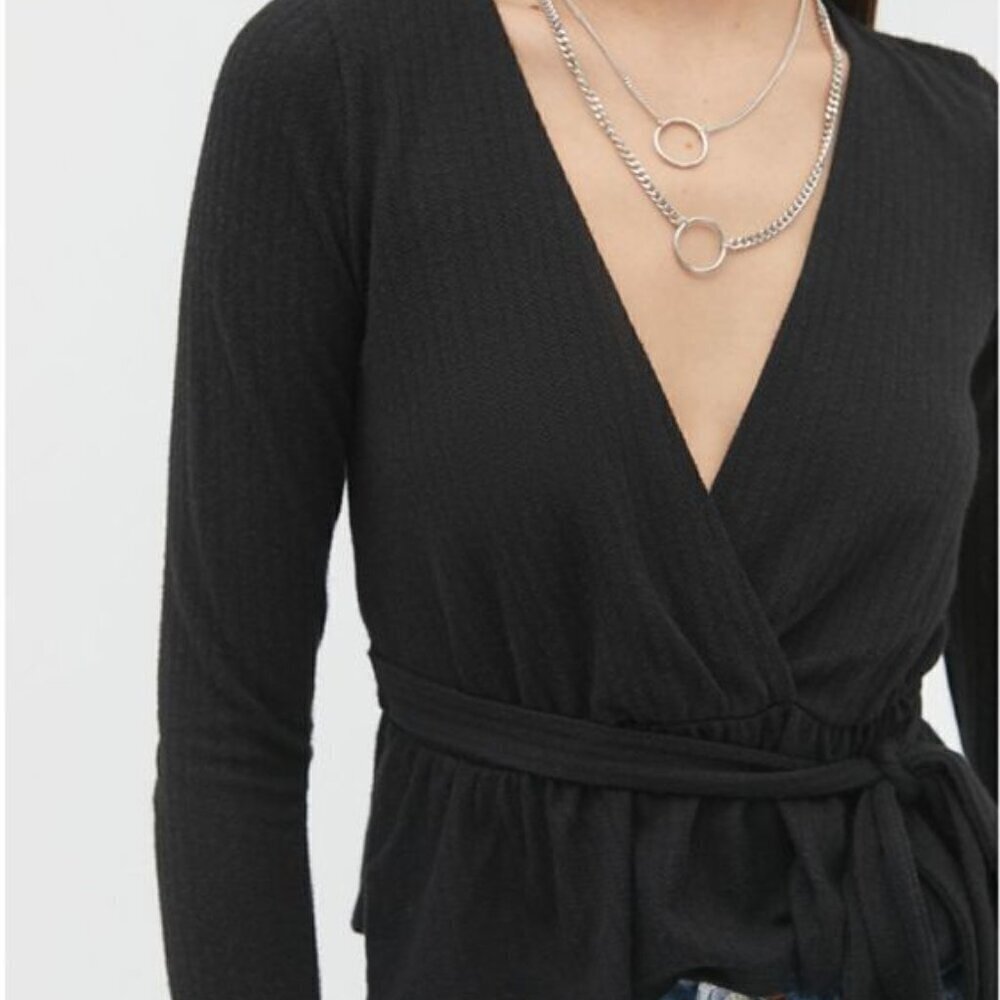 uo nina cozy surplice wrap top